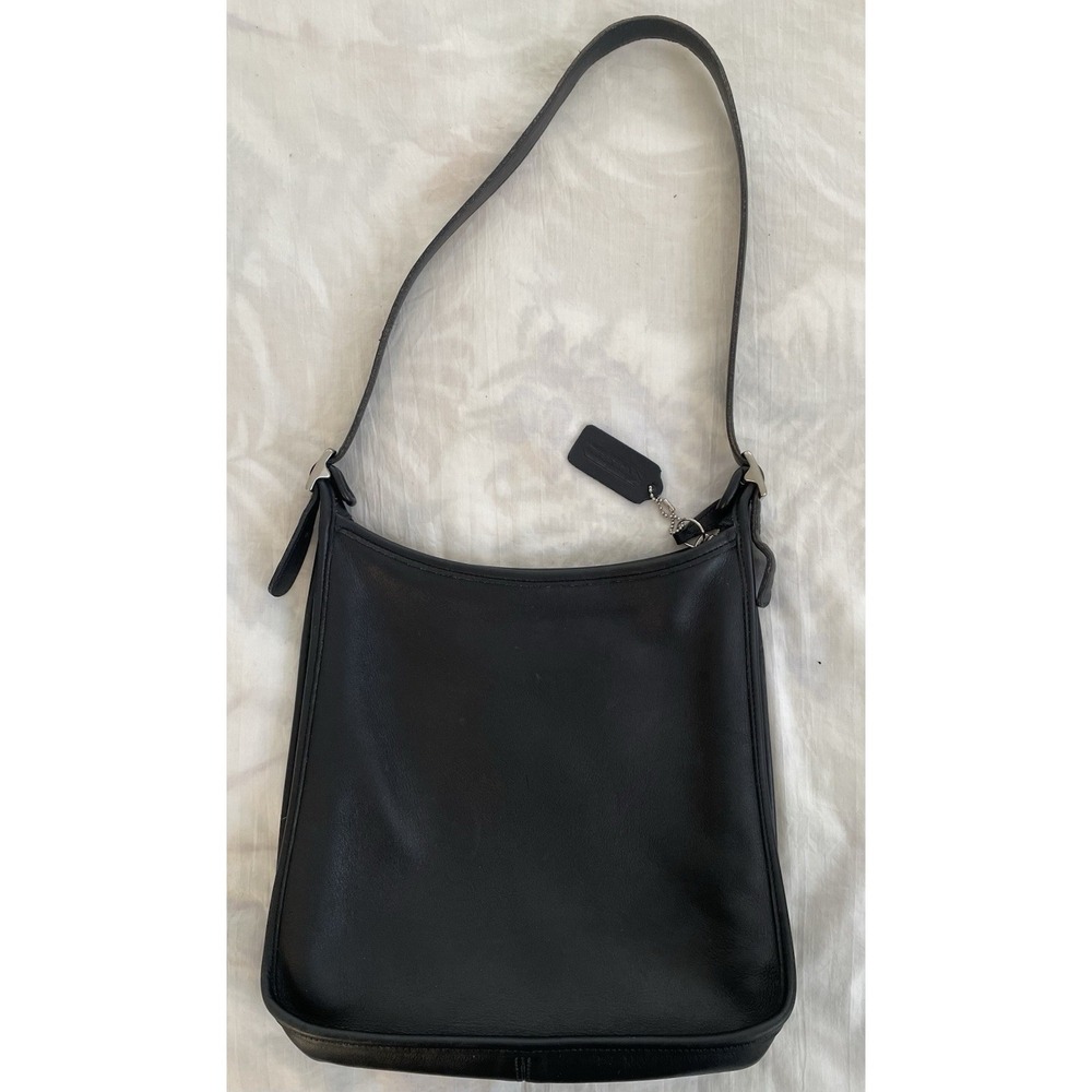 Vtg Coach Andrea Slim Black Leather Shoulder Bag 9073 USA Minimalist Classic - Picture 4 of 13